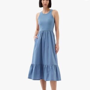 Gap Soft Tiered Midi Dress Blue